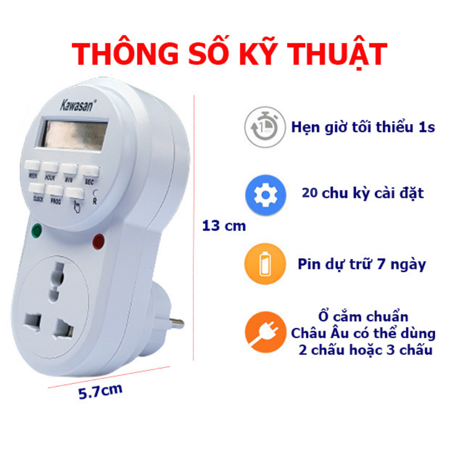 Màn hình LCD rõ nét dễ dàng cài đặt hẹn giờ theo nhu cầu người dùng