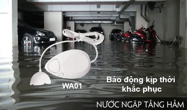 WA01 báo động ngập nước kịp thời khi nước ngập tầng hầm