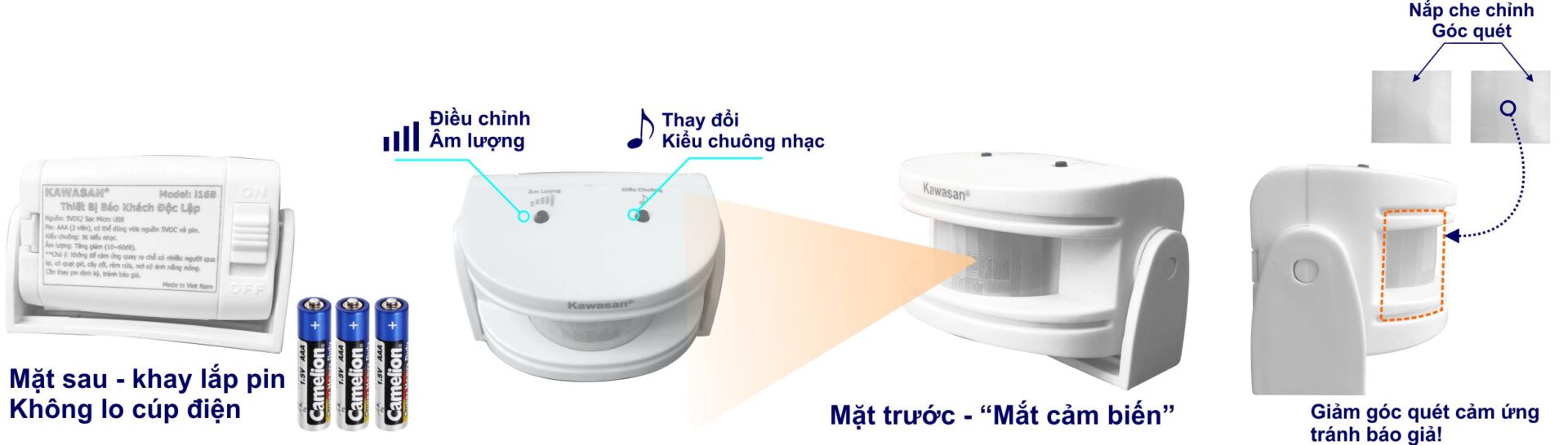 Cấu tạo chi tiết chuông báo khách hồng ngoại I16B