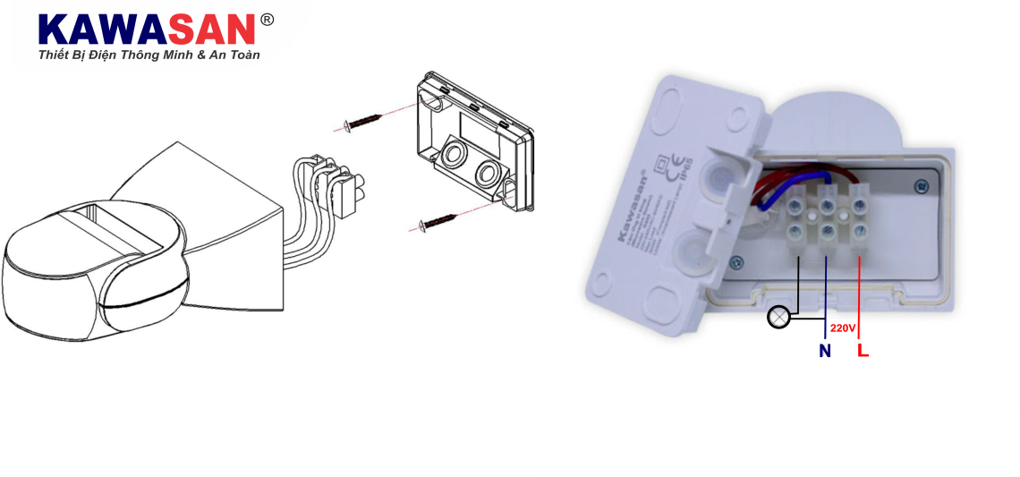 Cách lắp đặt và nối dây công tắc cảm ứng vi sóng RS05B