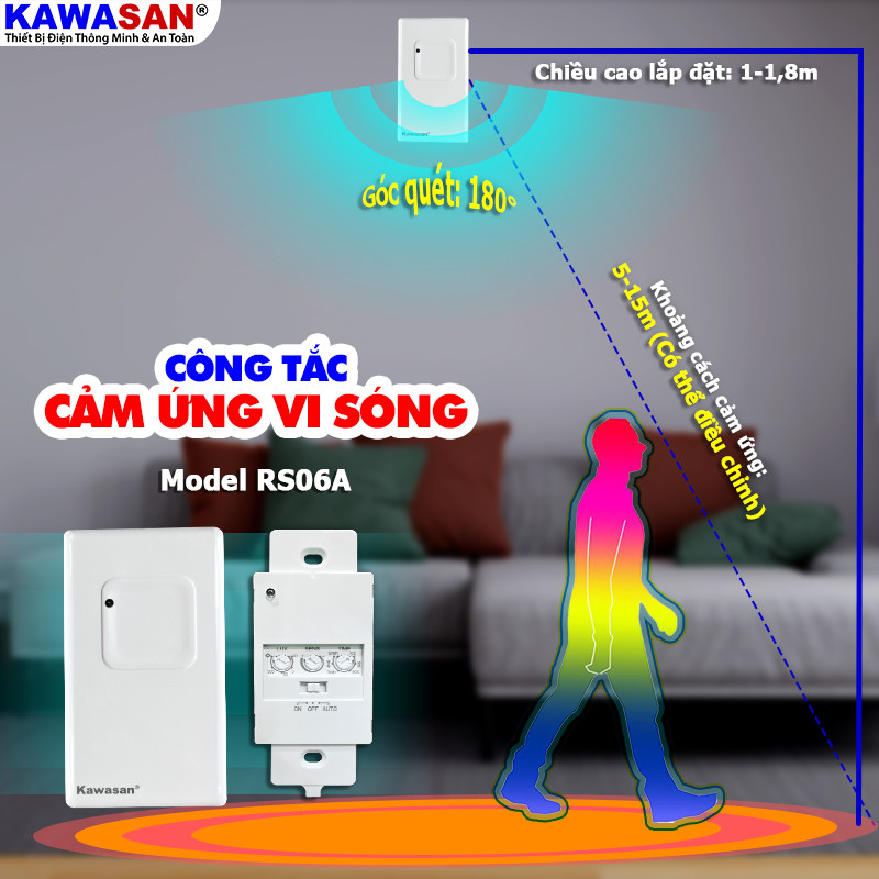 Công tắc cảm ứng vi sóng âm tường RS06A