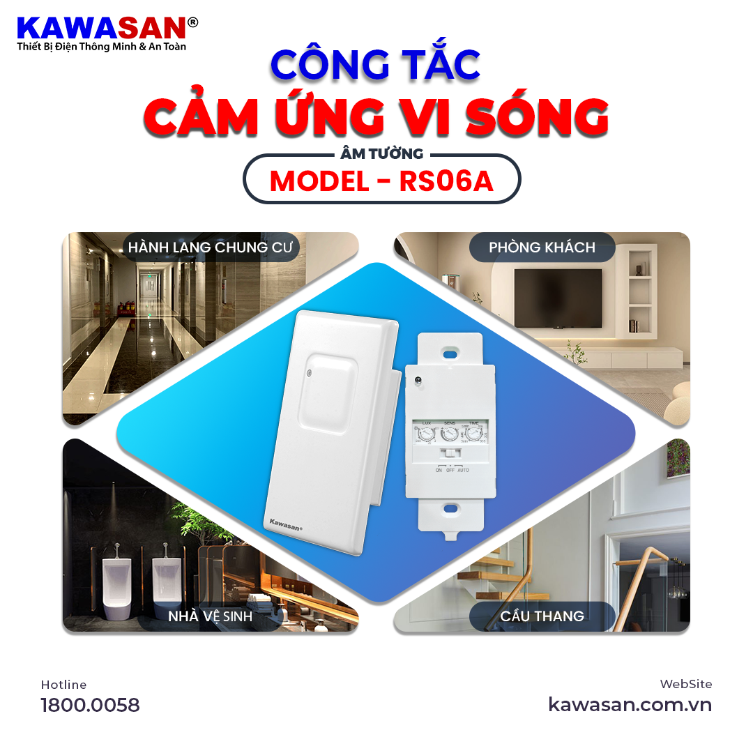 Công tắc cảm biến vi sóng được ứng dụng rộng rãi cho nhiều khu vực