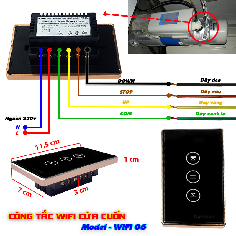 Công Tắc Điều Khiển Cửa Cuốn Thông Minh WIFI 06A