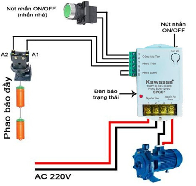 Cách nối dây phao bơm đầu bồn chứa