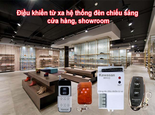 bật tắt từ xa hệ thống đèn ở các khu vực khác nhau trong showroom, cửa hàng