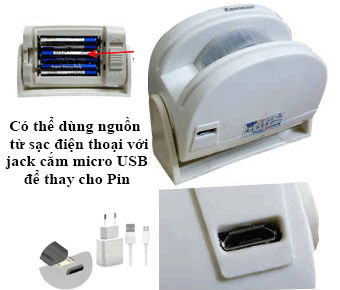 Có thể dùng nguồn từ sạc điện thoại hoặc cắm micro USB