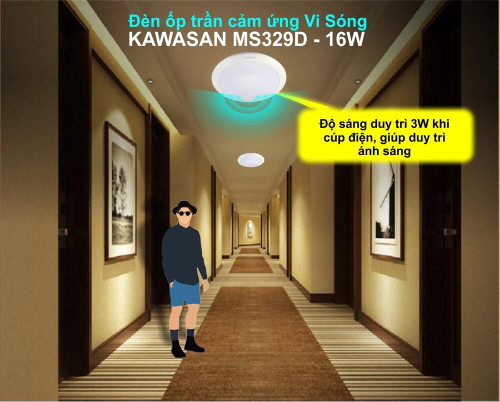 Đèn Ốp Trần Cảm Ứng Vi Sóng Kawasan MS329D
