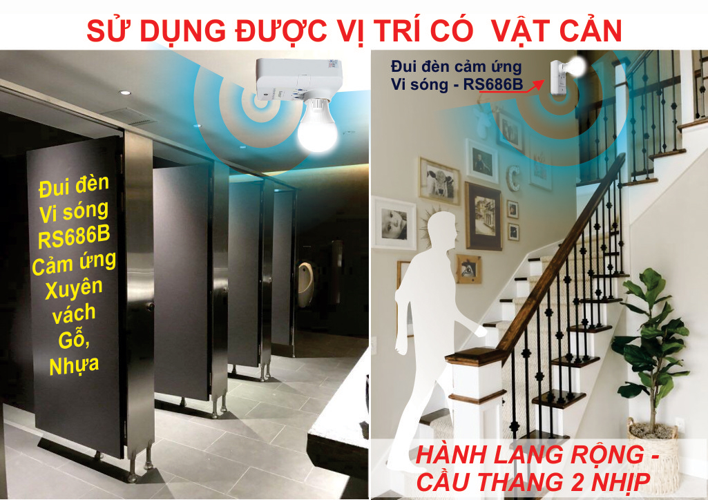 Phù hợp gắn cho các vị trí có nhiều vật cản như: cầu thang, nhà vệ sinh