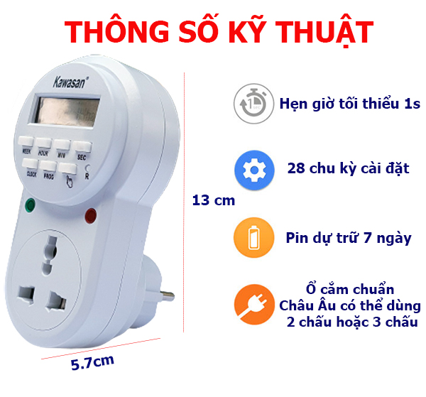 Màn hình LCD rõ nét dễ dàng cài đặt hẹn giờ theo nhu cầu người dùng