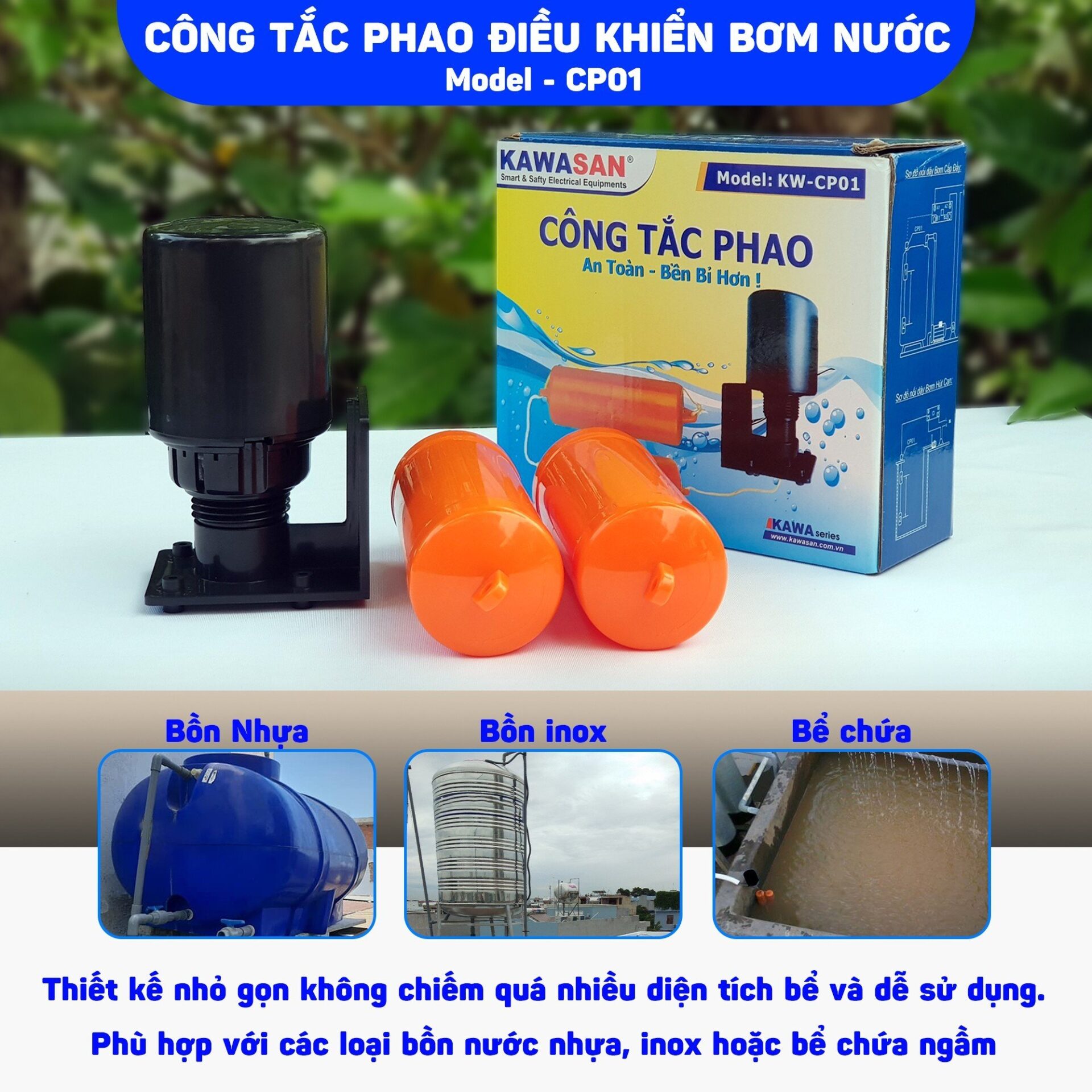 Thiết kế nhỏ gọn phù hợp lắp đặt cho nhiều loại bồn khác nhau