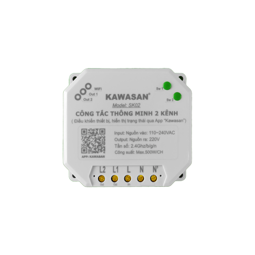 Công Tắc Wifi Thông Minh 2 Kênh SK02