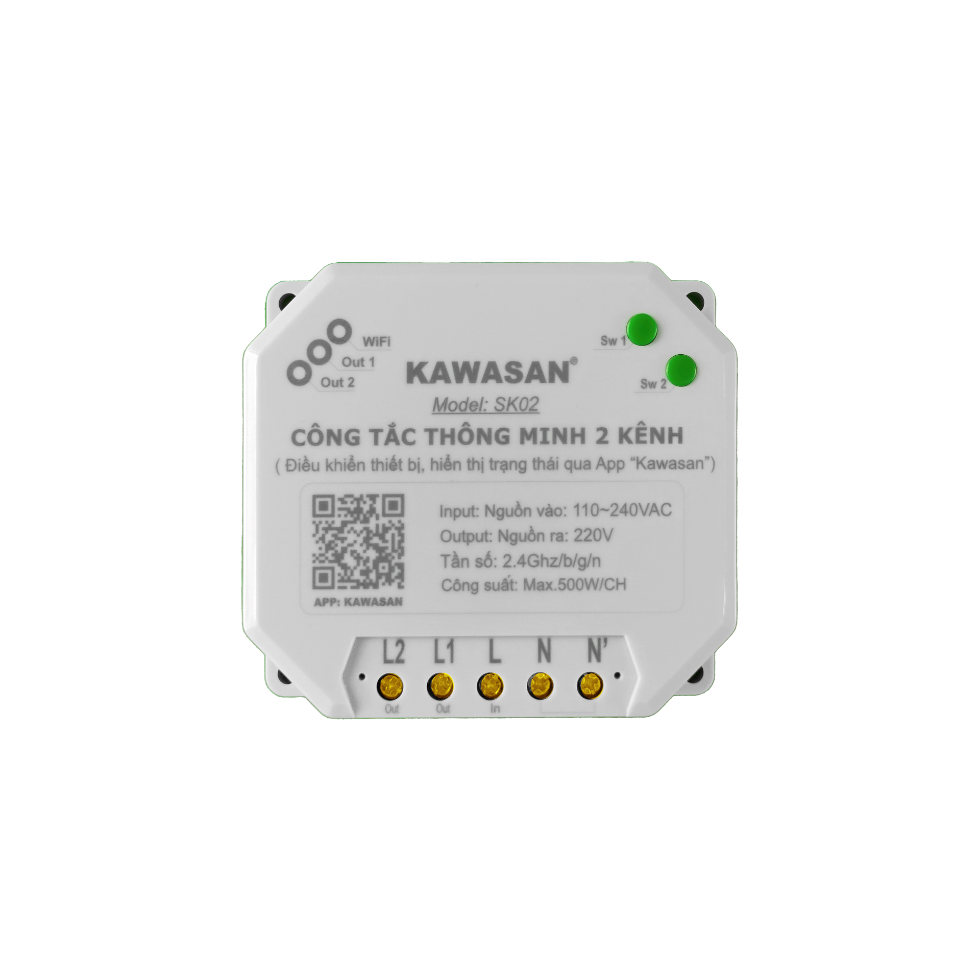 Công Tắc Wifi Thông Minh 2 Kênh SK02