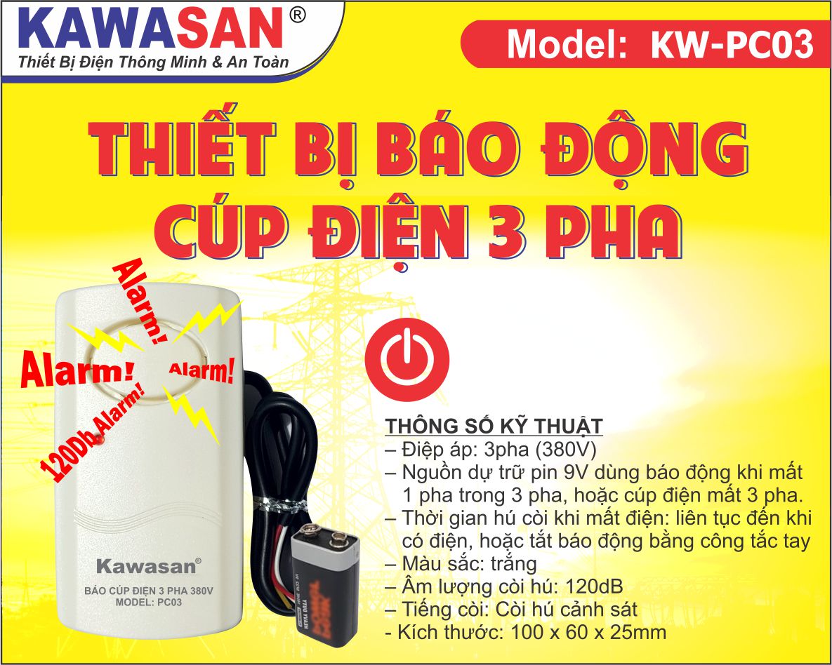 Thiết bị báo động cúp điện 3 pha PC03