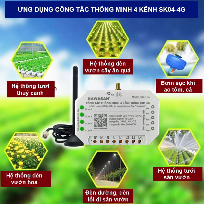 Ứng dụng công tắc thông minh dùng sim SK04-4G