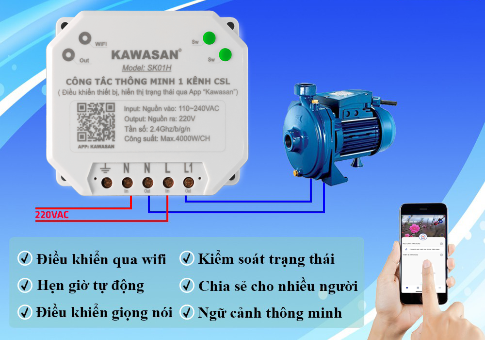 Công tắc wifi thông minh công suất lớn với nhiều tính năng vượt trội