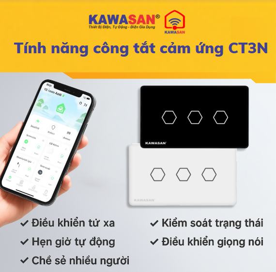 Công tắt thông minh CT3N - WIFI