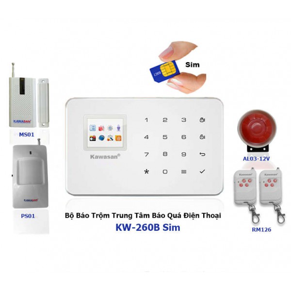 Báo trộm qua điện thoại KW-260B SIM