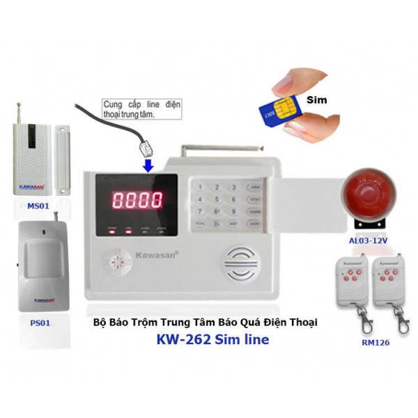 Báo trộm qua điện thoại KW-262 SIM&LINE