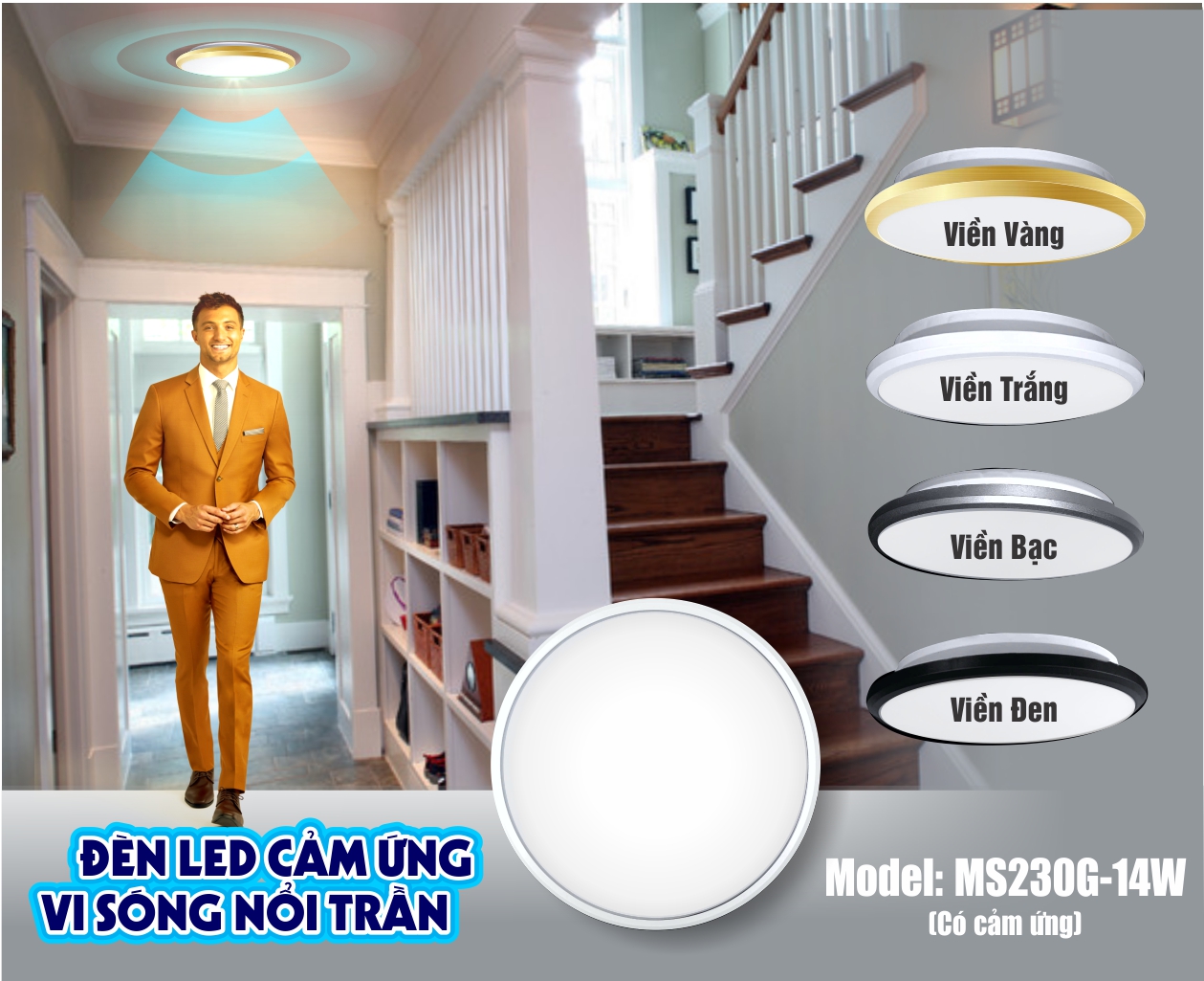 Đèn led vi sóng nổi trần