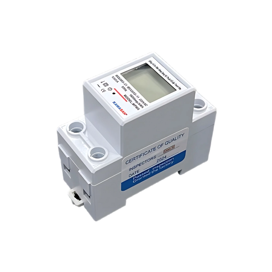 Đồng hồ đo điện năng 1 pha MPM5 Kawasan lắp thanh ray, màn hình LCD hiển thị rõ nét