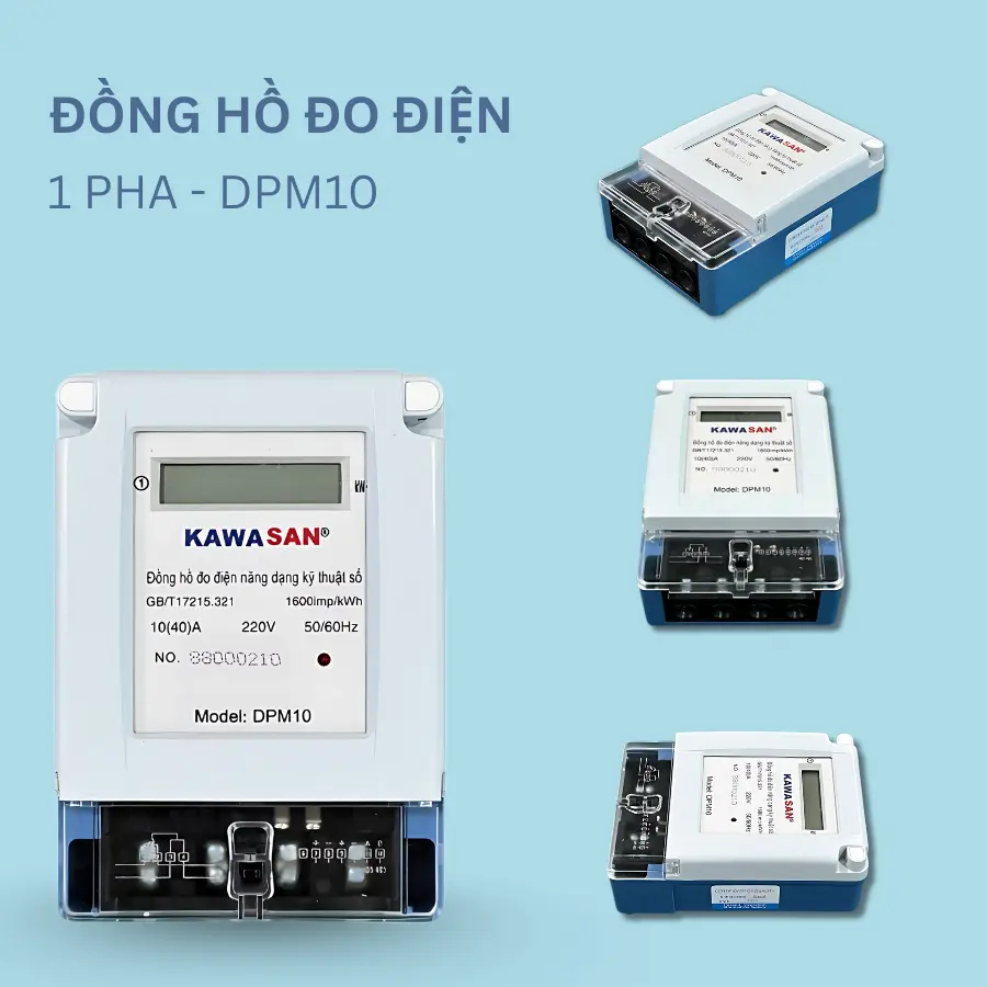 Đồng hồ đo điện 1 pha DPM10 Kawasan, thiết kế nhỏ gọn, dễ lắp đặt