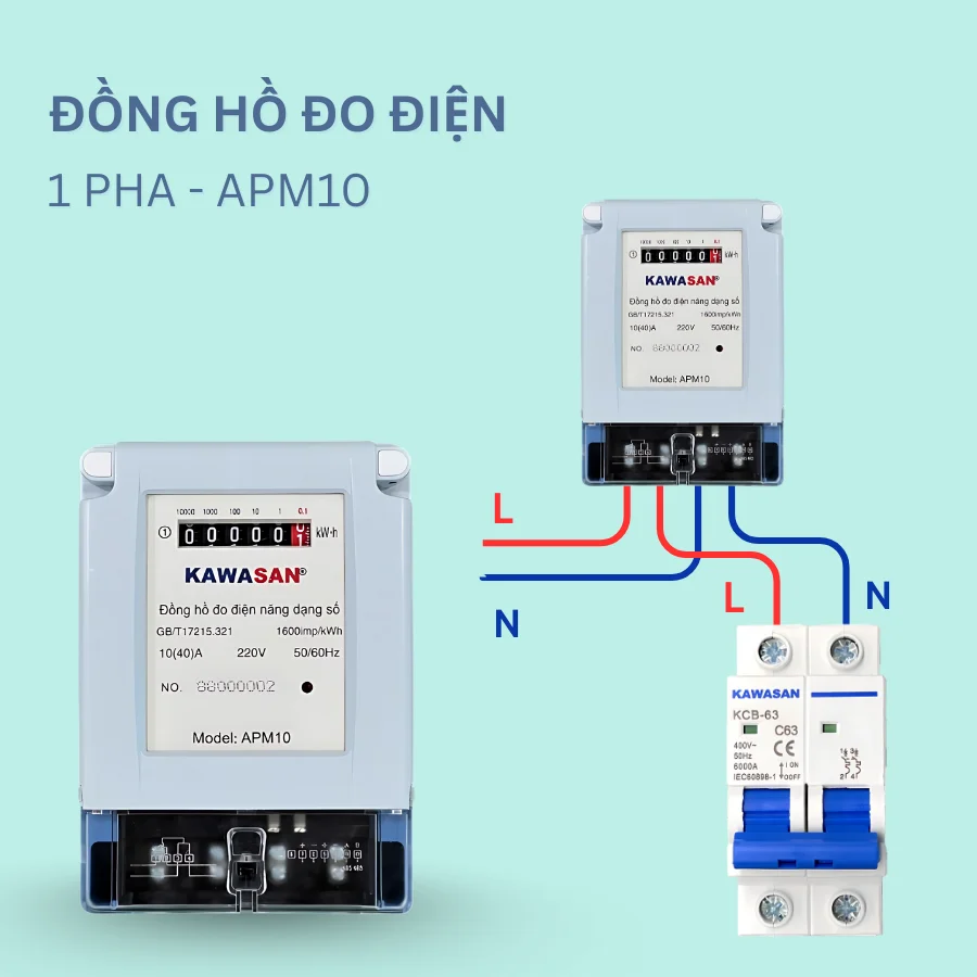 Thông số kỹ thuật Đồng hồ đo điện năng 1 pha APM10 Kawasan