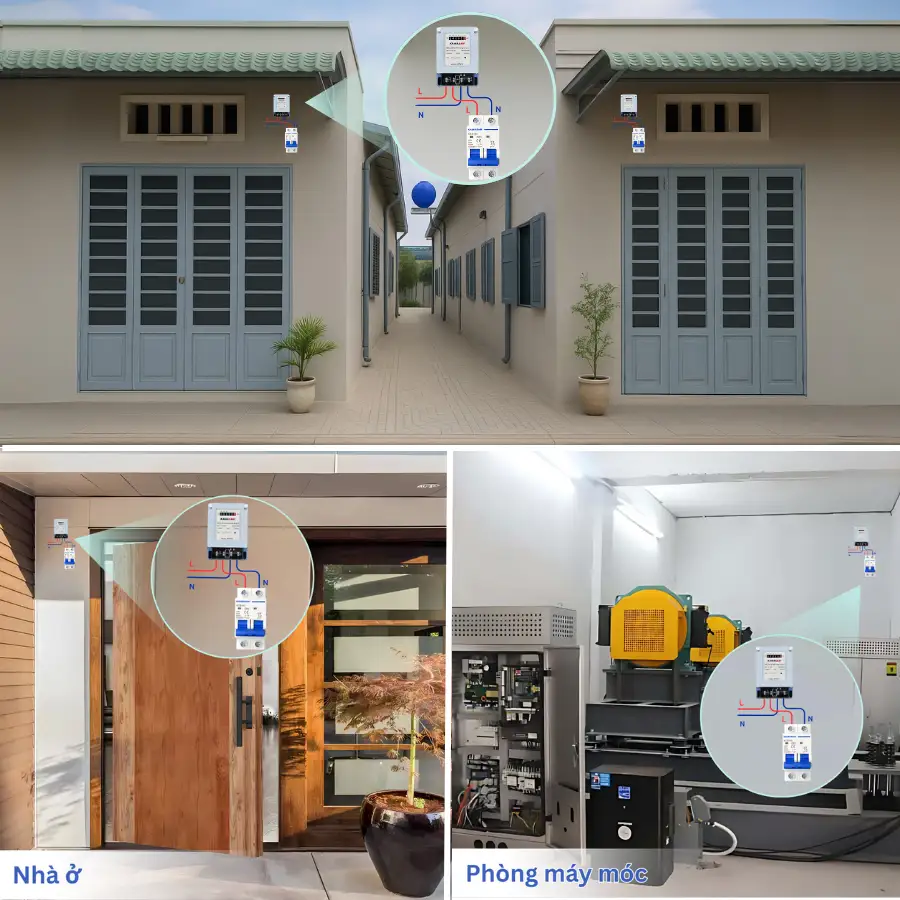 Ứng dụng thực tế của Đồng hồ đo điện năng 1 pha APM10 Kawasan tại nhà trọ, nhà ở và phòng máy