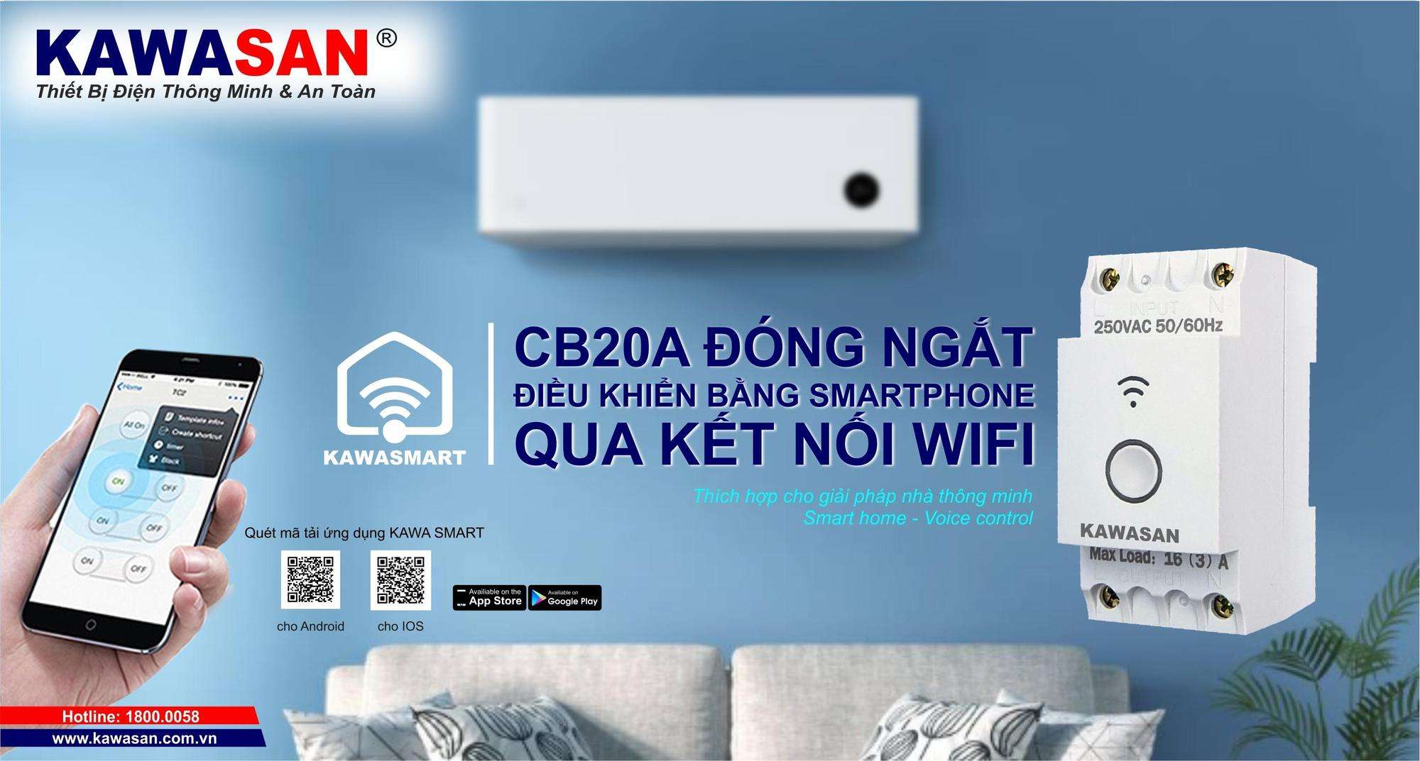 Công Tắc WiFi Thanh Ray CB20A
