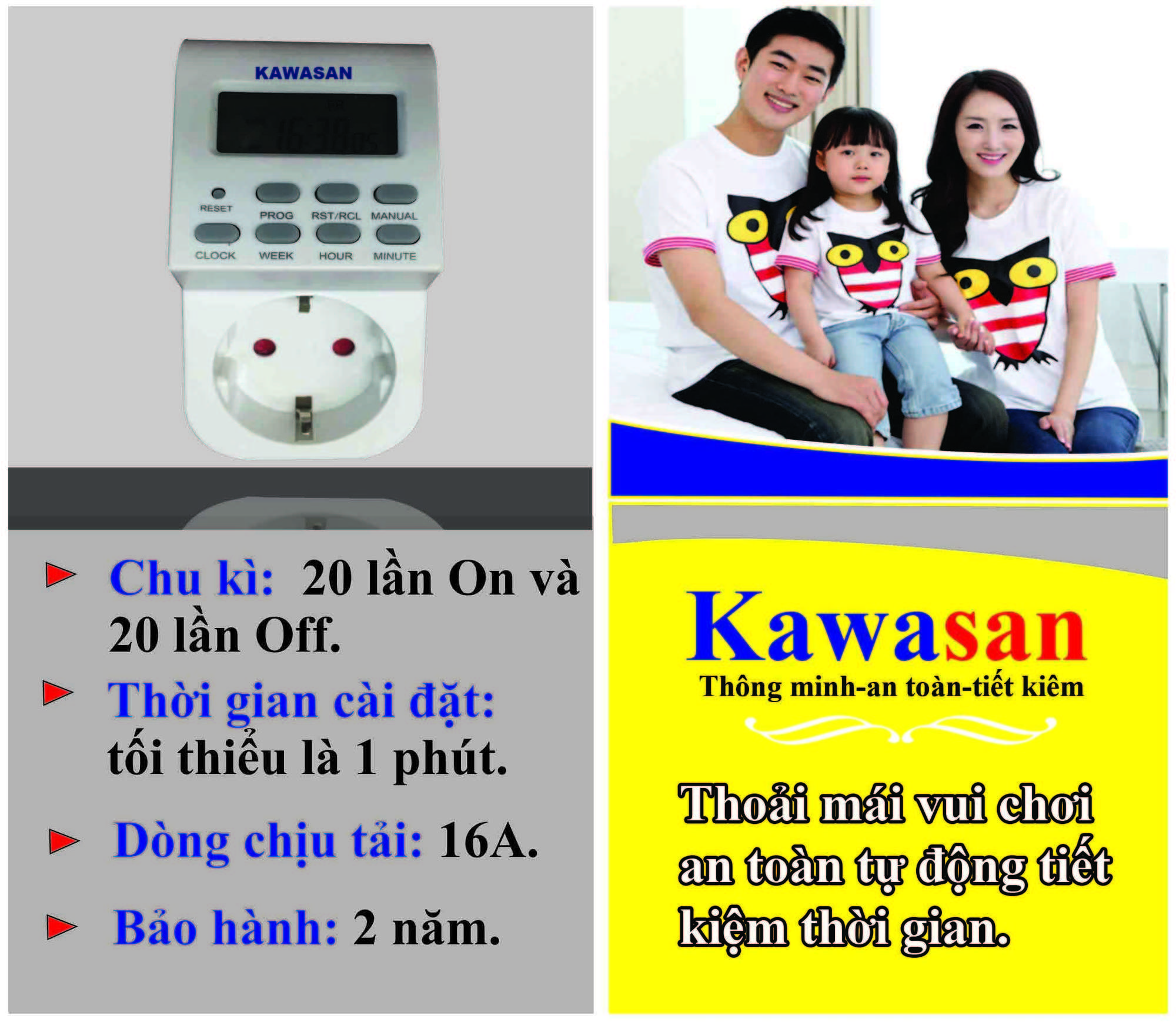Thiết kế mặt trước của công tắc hẹn giờ TGE2C