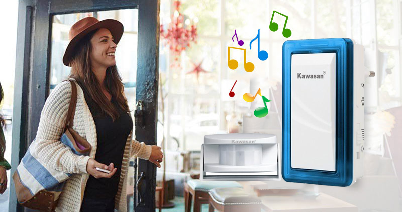 Khi có khách bước vào cảm ứng sẽ trền tín hiệu không dây đến chuông báo