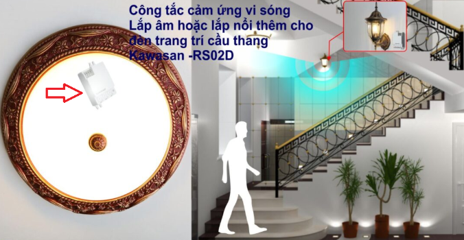 Công tắt cảm ứng vi sóng lắp âm tường hoặc lấp nổi