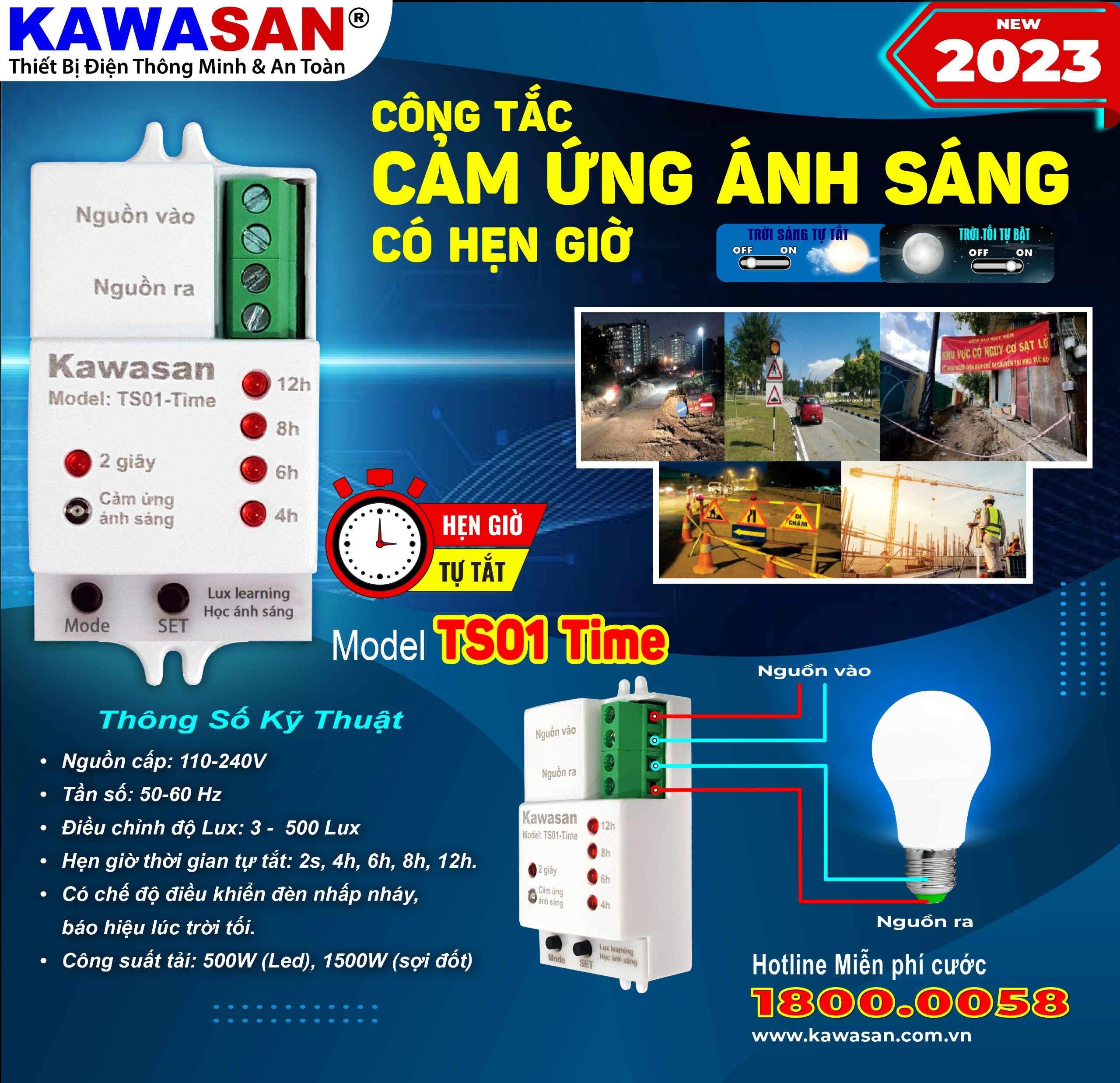 Công tắc cảm ứng ánh sáng TS01-TIME