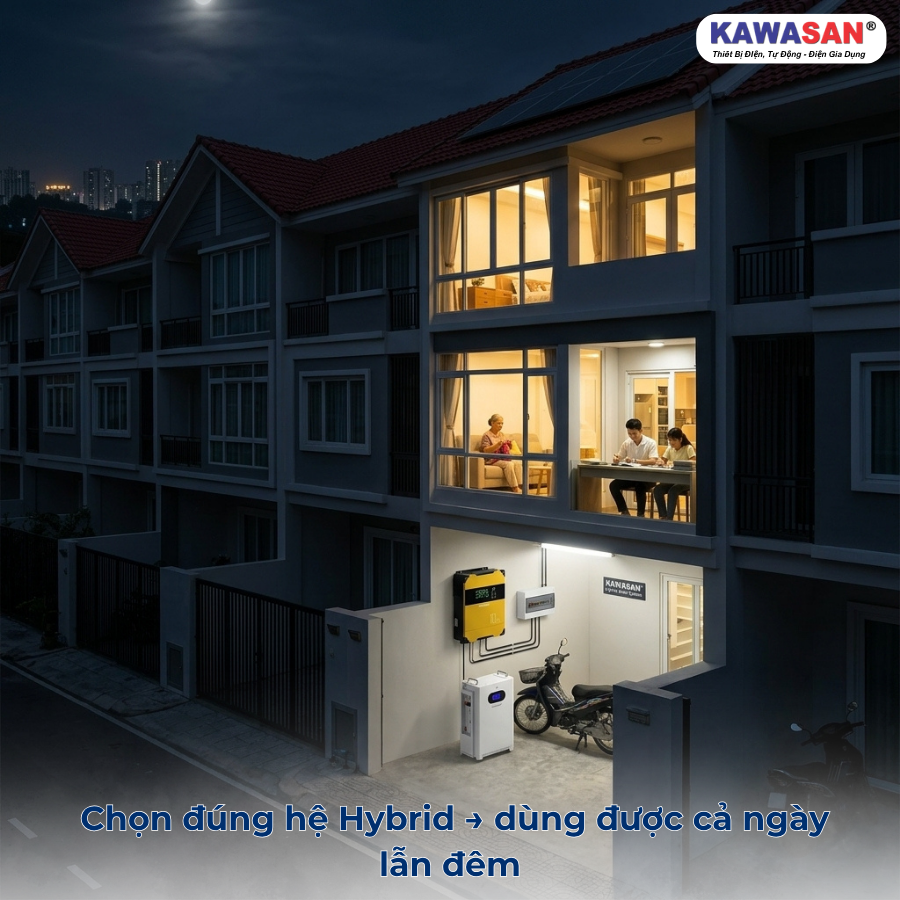 Hệ thống điện năng lượng mặt trời được lắp đặt trên mái nhà để tận dụng ánh sáng mặt trời tối đa.