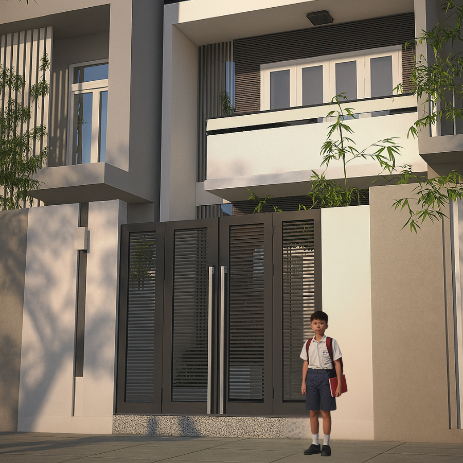 Con đi học về mà cửa vẫn chưa mở