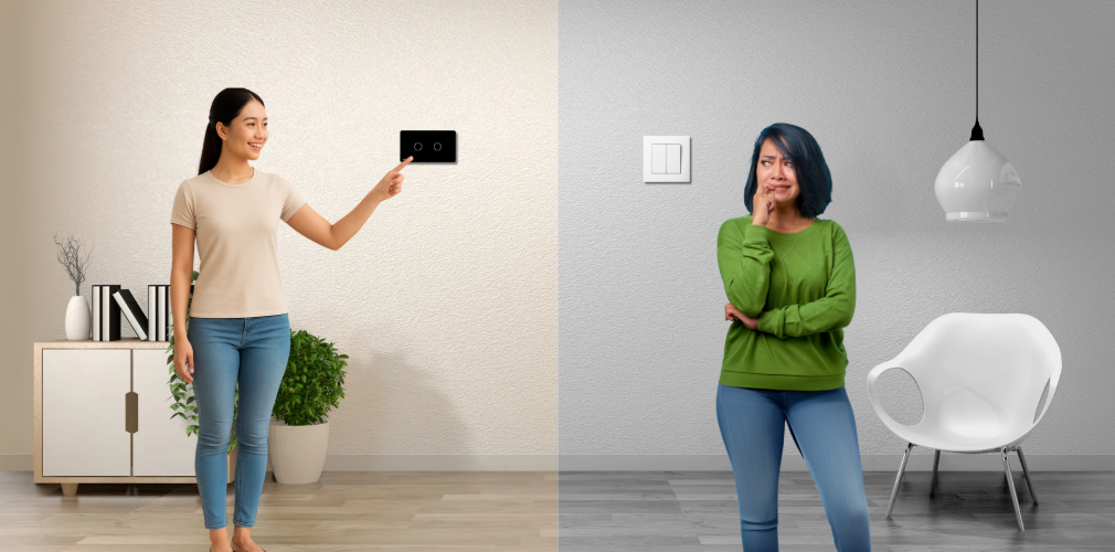 Công tắt hiện đại cảm ứng và công tắt kiểu củ