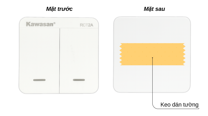 1 nút nhấn đôi RCT2A – không dây, dán tường