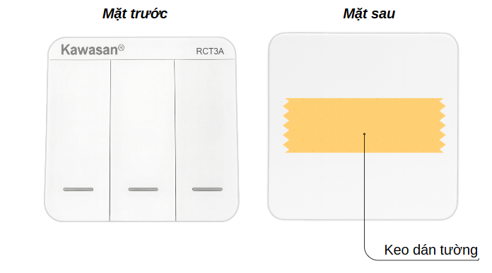 1 Nút nhấn dán tường không dây 3 nút - RCT3A