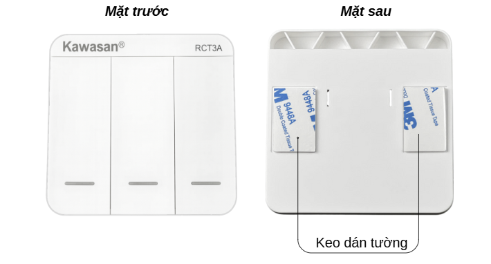 1 Nút nhấn dán tường không dây 3 nút - RCT3A