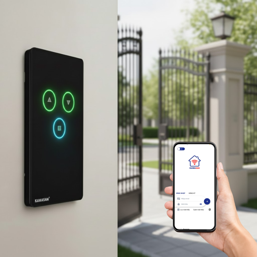 Kiểm soát cửa cuốn từ xa với công tắc cửa cuốn Wi-Fi Kawasan SD06