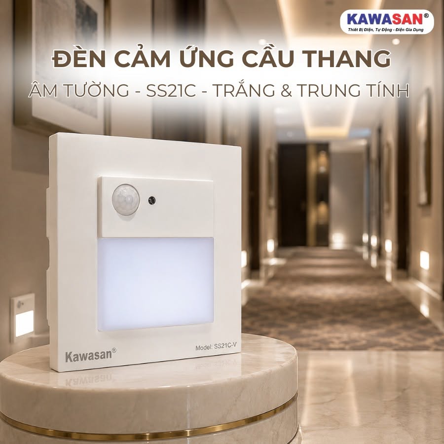 Đèn cảm ứng cầu thang âm tường KAWASAN SS21C cho khách sạn và homestay