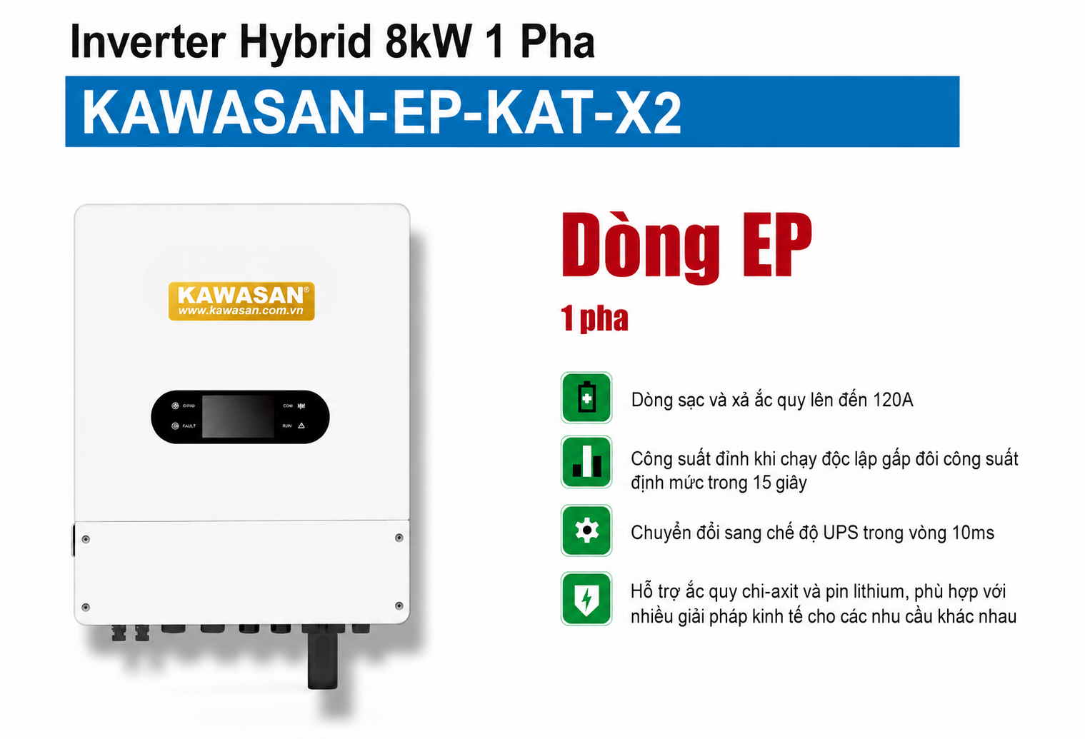 Inverter Hybrid 8kW 1 Pha KAWASAN-EP-KAT-X2