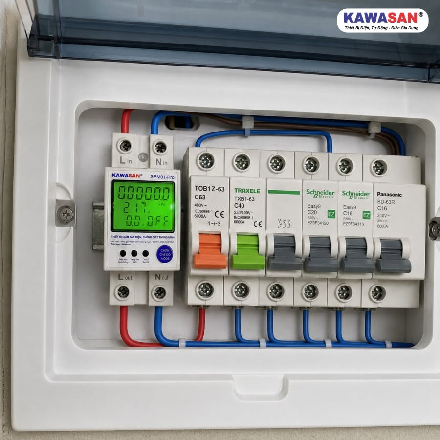 Thiết bị SPM01-Pro lắp trong tủ điện gia đình