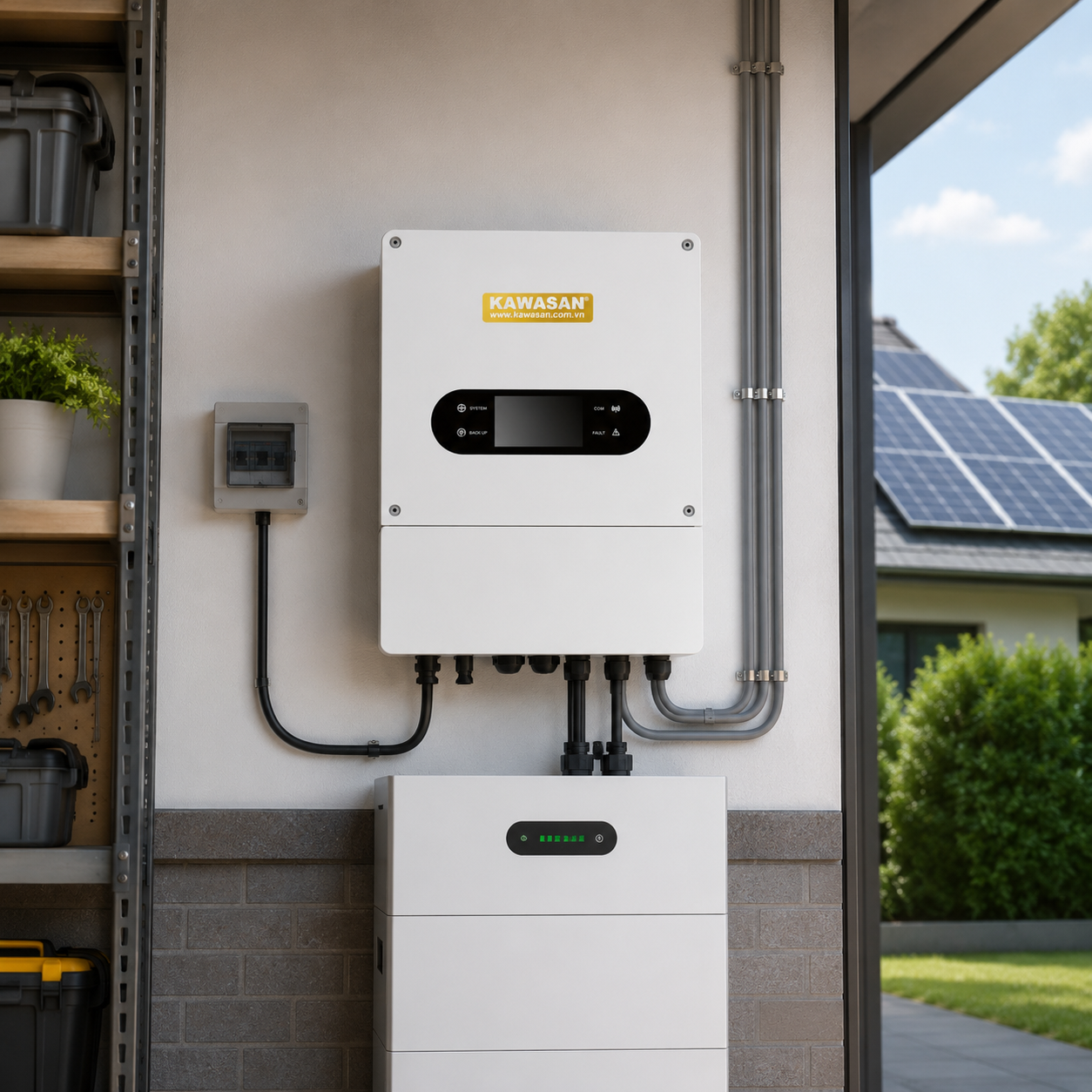 Biến tần Hybrid KAWASAN Kết Hợp Pin Lưu Trữ Điện Mặt Trời Cho Gia Đình