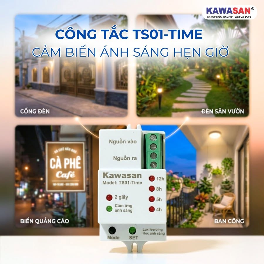 Công tắc cảm biến ánh sáng hẹn giờ KAWASAN TS01-TIME