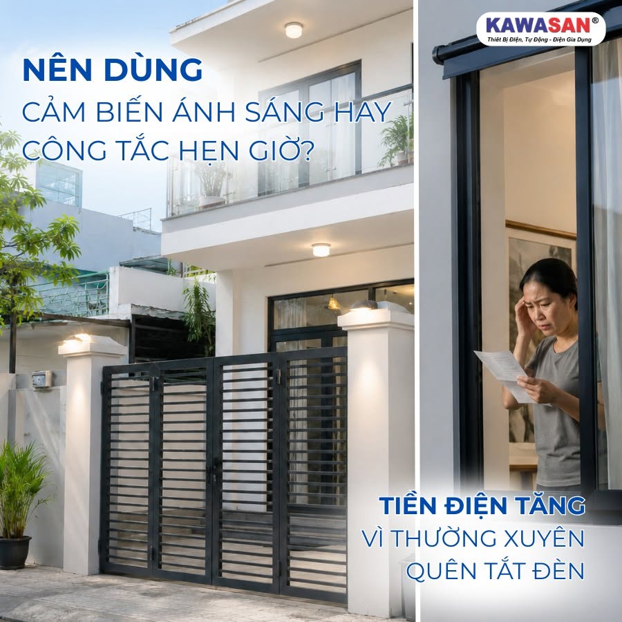 Nên dùng cảm biến ánh sáng hay công tắc hẹn giờ cho đèn ngoài trời