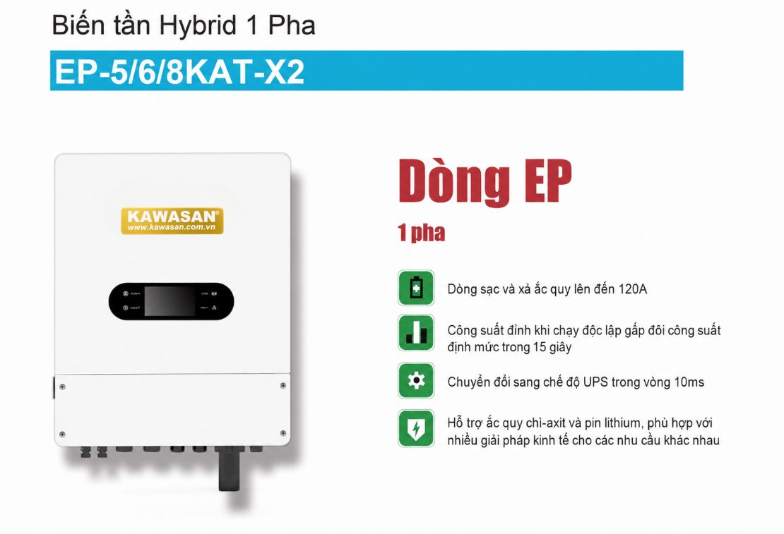 Inverter Hybrid EcoPower 8kW 1 Pha EP-8KAT-X2