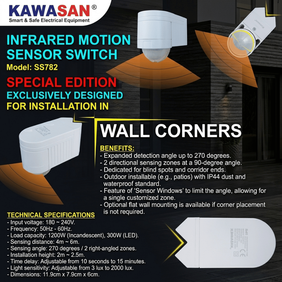 Công tắc cảm ứng chuyển động hồng ngoại SS782 kín nước