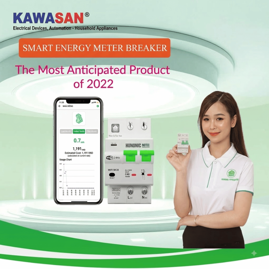 Aptomat đo năng lượng thông minh Hunonic Notec