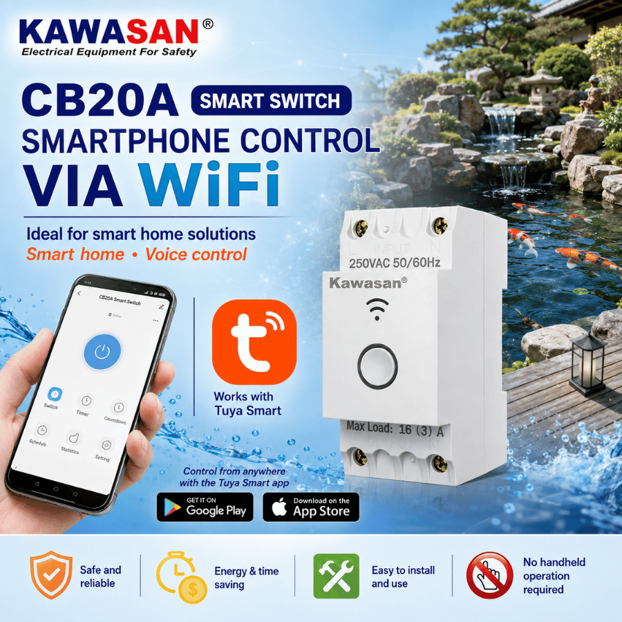 Công tắc wifi thông minh CB20A Công Tắc Thông Minh Thanh Ray CB20A WIFI