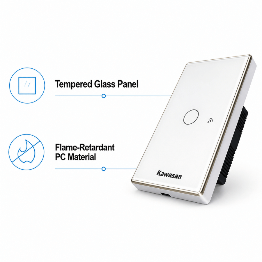 Premium tempered glass panel ensures safety in case of breakage. Mặt kính cường lực cao cấp đảm bảo an toàn khi rơi vỡ